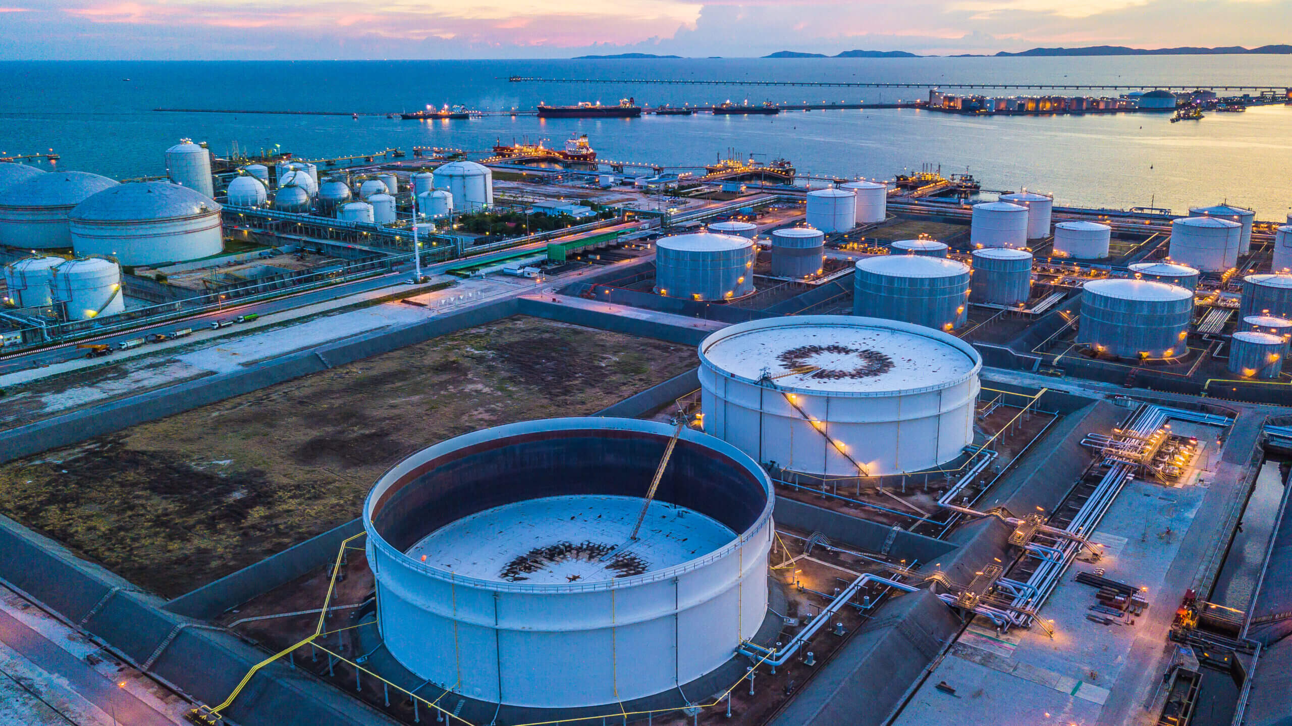 Aerial,View,Oil,Terminal,Is,Industrial,Facility,For,Storage,Of
