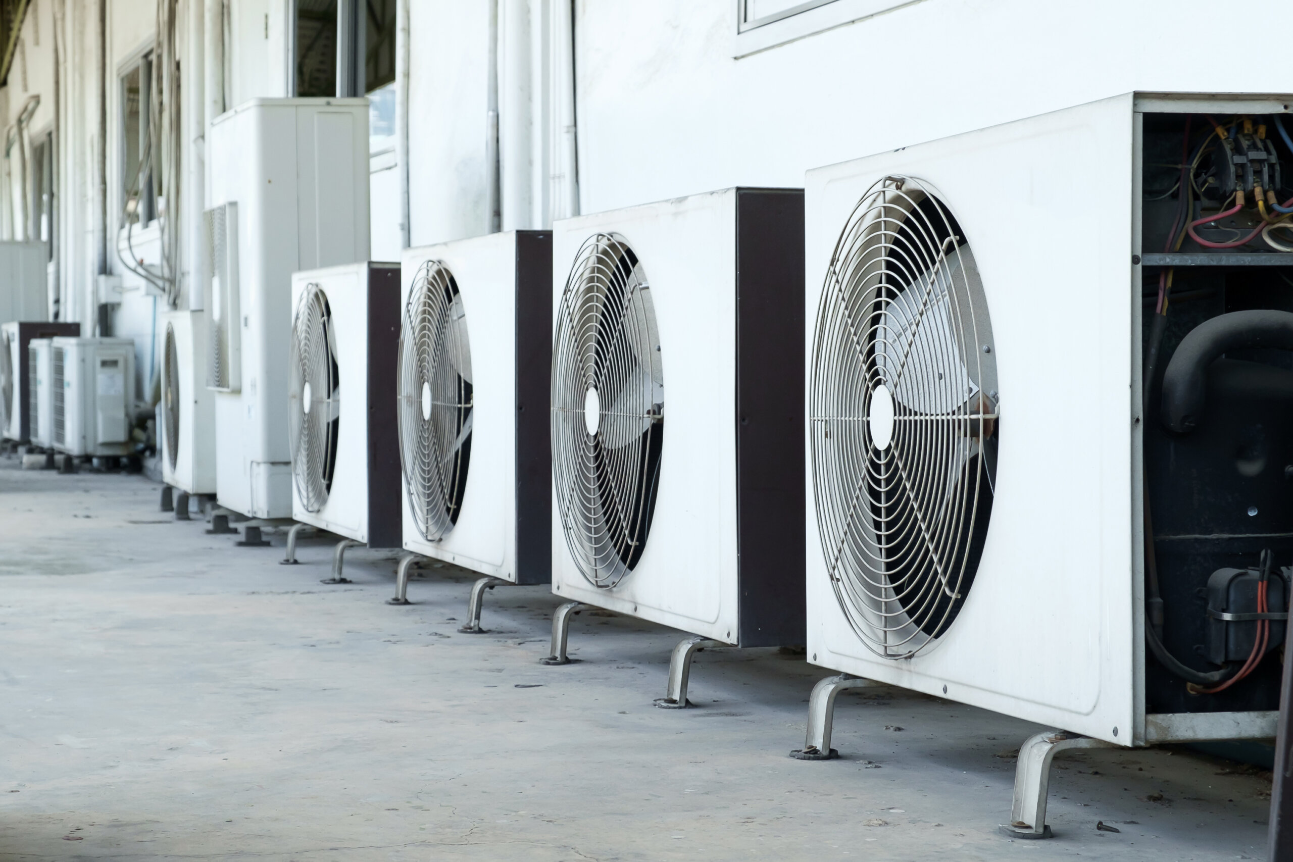 Air,Conditioner,Compressor,Installed,In,Old,Building
